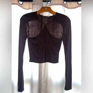 Fashion Nova Elegant Black Draped Top